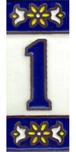 Charger l'image dans la galerie, Chiffres et lettres en céramique. Modèle "Bleu" - Dimensions 3 x 7 cm
