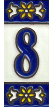 Charger l'image dans la galerie, Chiffres et lettres en céramique. Modèle "Bleu" - Dimensions 3 x 7 cm