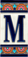 Charger l'image dans la galerie, Chiffres et lettres en céramique. Modèle "Arche Bleue" - Dimensions 5,5 x 10,5 cm