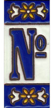 Charger l'image dans la galerie, Chiffres et lettres en céramique. Modèle "Bleu" - Dimensions 3 x 7 cm