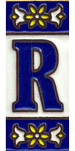 Charger l'image dans la galerie, Chiffres et lettres en céramique. Modèle "Bleu" - Dimensions 3 x 7 cm