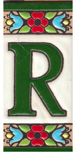 Charger l'image dans la galerie, Chiffres et lettres en céramique. Modèle "Fleur Verte" - Dimensions 3,5 x 7,5 cm