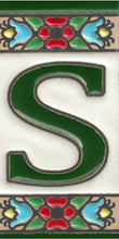 Charger l'image dans la galerie, Chiffres et lettres en céramique. Modèle "Fleur Verte" - Dimensions 3,5 x 7,5 cm