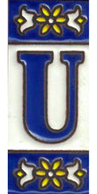 Charger l'image dans la galerie, Chiffres et lettres en céramique. Modèle "Bleu" - Dimensions 3 x 7 cm
