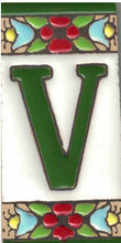 Charger l'image dans la galerie, Chiffres et lettres en céramique. Modèle "Fleur Verte" - Dimensions 3,5 x 7,5 cm