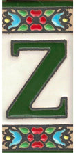 Charger l'image dans la galerie, Chiffres et lettres en céramique. Modèle "Fleur Verte" - Dimensions 3,5 x 7,5 cm