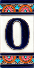 Cargar imagen en el visor de la galería, Números y Letras en cerámica. Modelo &quot;Arco azul&quot; - Tamaño 5,5 x 10,5 cms
